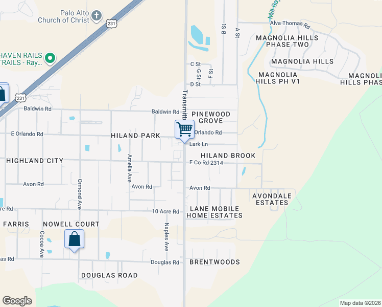 map of restaurants, bars, coffee shops, grocery stores, and more near 3528 Lark Lane in Panama City
