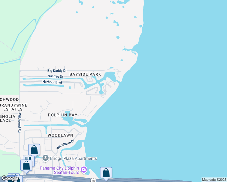 map of restaurants, bars, coffee shops, grocery stores, and more near 6504 Bridge Water Way in Panama City Beach