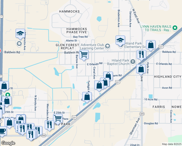 map of restaurants, bars, coffee shops, grocery stores, and more near 2820 La Mesa Avenue in Panama City