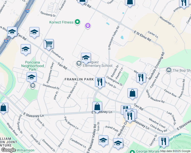 map of restaurants, bars, coffee shops, grocery stores, and more near 4912 Scarsdale Drive in Austin