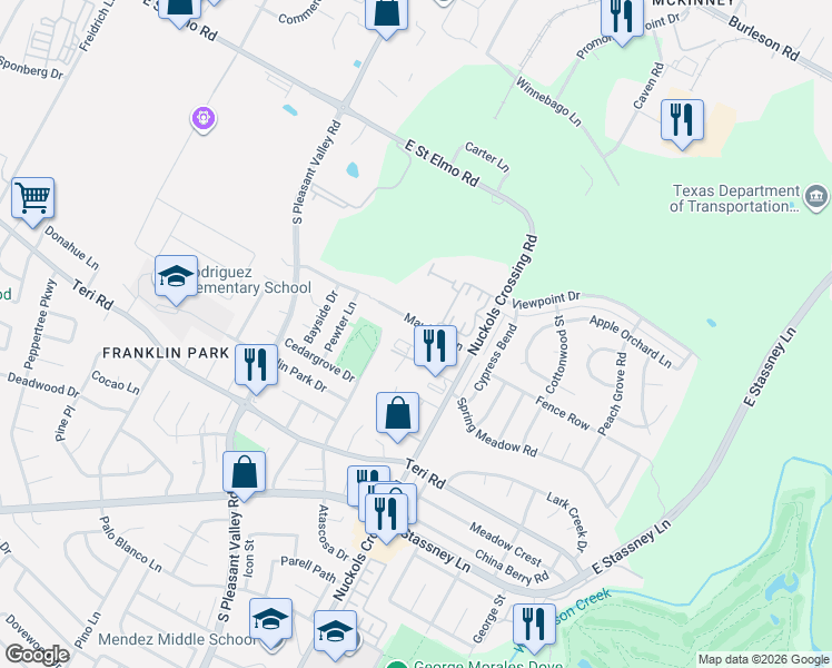 map of restaurants, bars, coffee shops, grocery stores, and more near 5017 Maufrais Lane in Austin