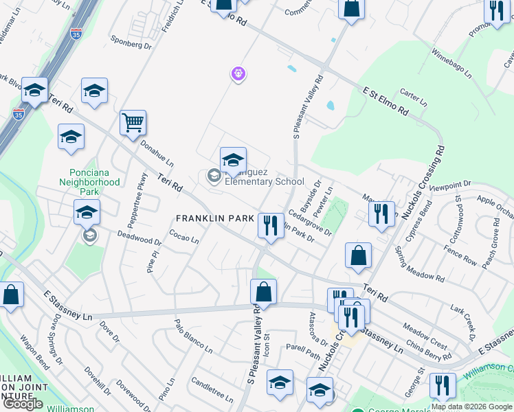 map of restaurants, bars, coffee shops, grocery stores, and more near 4914 Scarsdale Drive in Austin