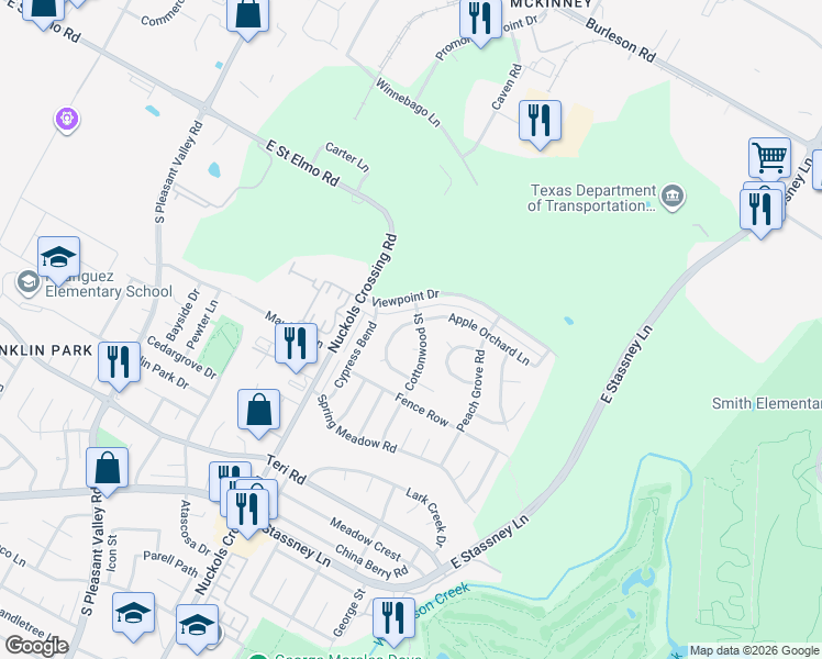 map of restaurants, bars, coffee shops, grocery stores, and more near 5204 North Hearsey Drive in Austin
