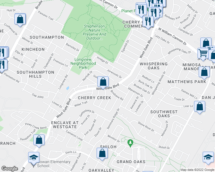 map of restaurants, bars, coffee shops, grocery stores, and more near 2701 Goldbridge Drive in Austin