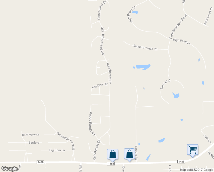map of restaurants, bars, coffee shops, grocery stores, and more near 19074 Ranchcrest Drive in Magnolia