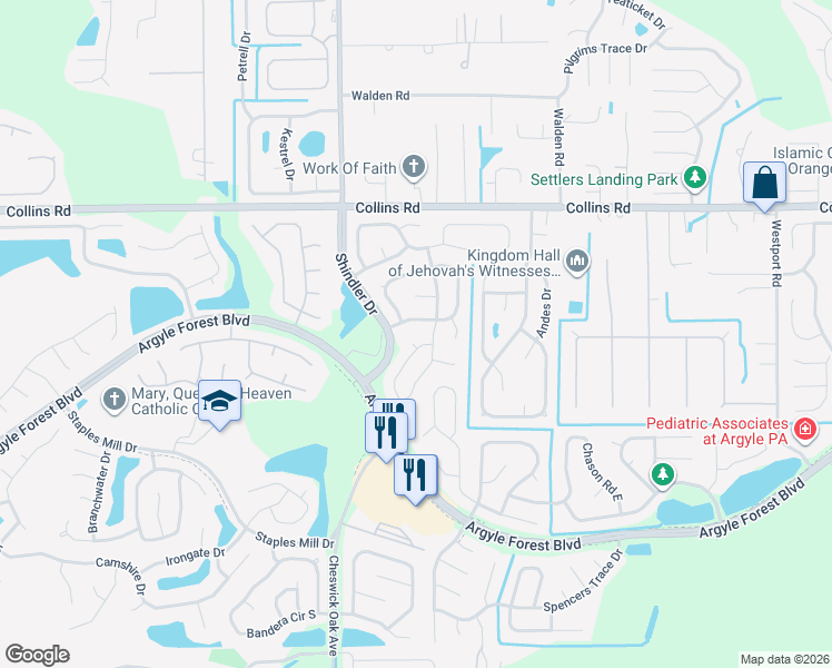 map of restaurants, bars, coffee shops, grocery stores, and more near 8615 Creedmoor Place in Jacksonville