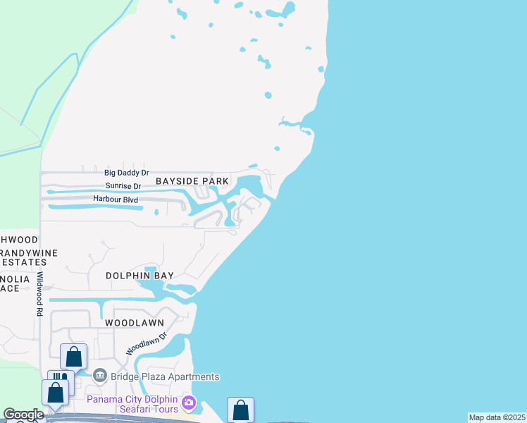 map of restaurants, bars, coffee shops, grocery stores, and more near 6500 Bridge Water Way in Panama City Beach