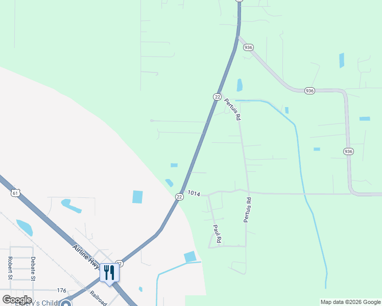 map of restaurants, bars, coffee shops, grocery stores, and more near 9129 Louisiana 22 in Saint Amant