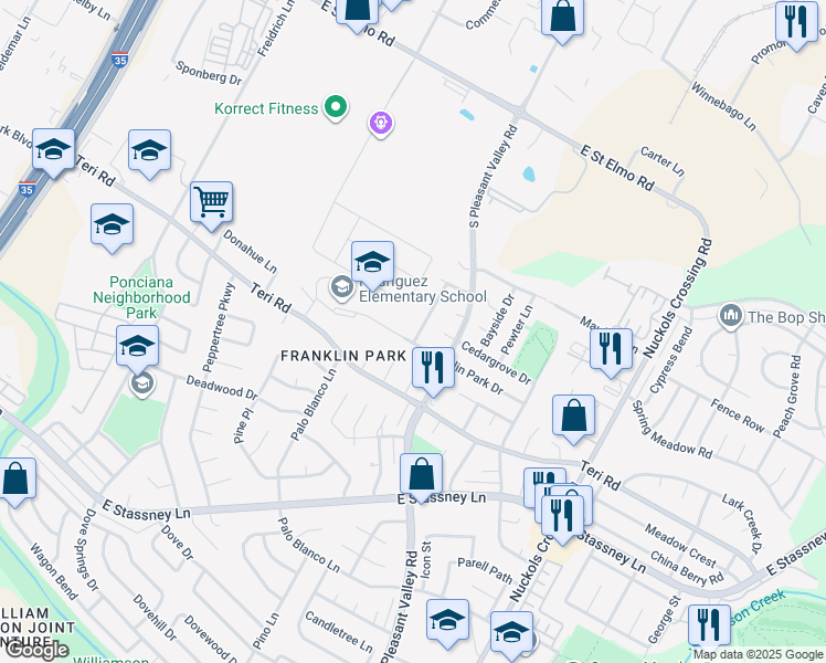 map of restaurants, bars, coffee shops, grocery stores, and more near 4912 Scarsdale Drive in Austin