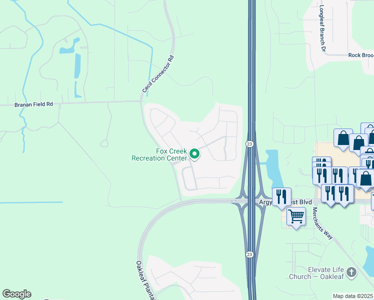 map of restaurants, bars, coffee shops, grocery stores, and more near 8095 Arctic Fox Road in Jacksonville
