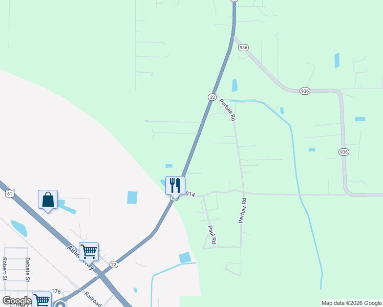 map of restaurants, bars, coffee shops, grocery stores, and more near 9129 Louisiana 22 in Saint Amant