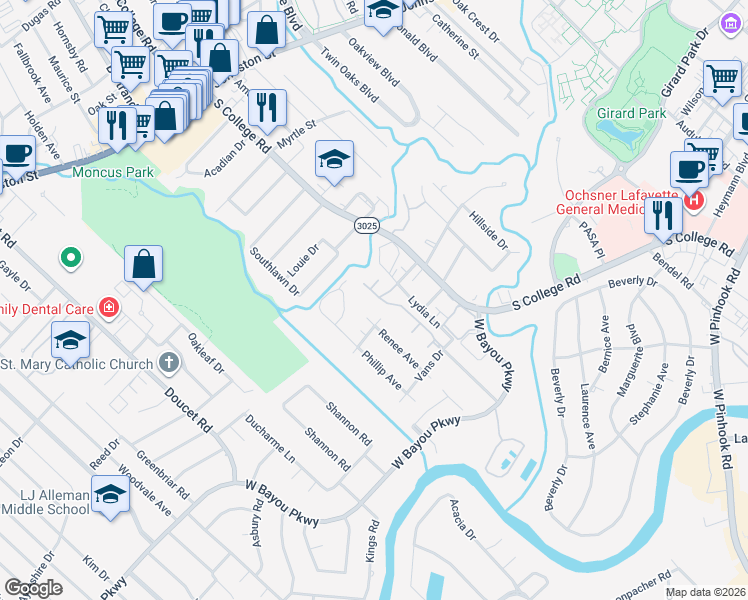 map of restaurants, bars, coffee shops, grocery stores, and more near 121 Avallach Drive in Lafayette