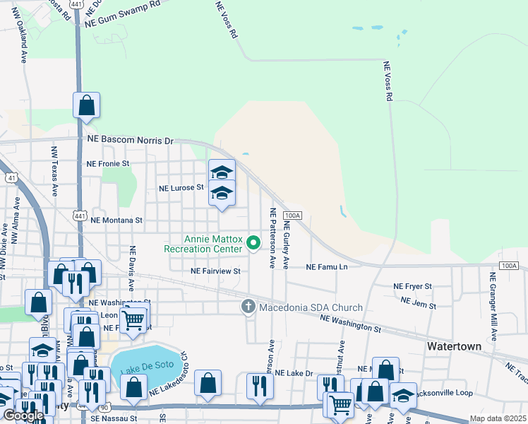 map of restaurants, bars, coffee shops, grocery stores, and more near 807 Northeast Richardson Terrace in Lake City