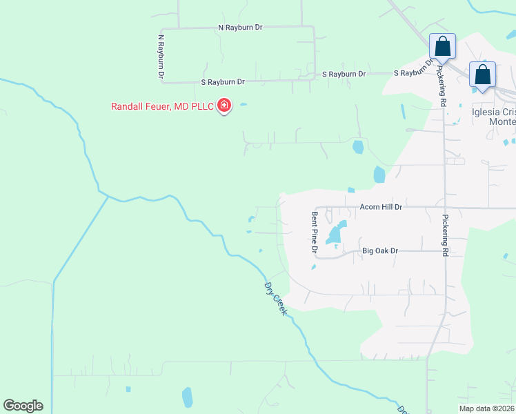 map of restaurants, bars, coffee shops, grocery stores, and more near 18770 Kalka Road in Conroe