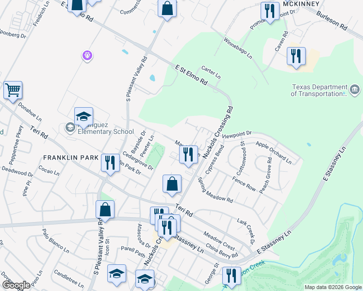 map of restaurants, bars, coffee shops, grocery stores, and more near 5015 Maufrais Lane in Austin