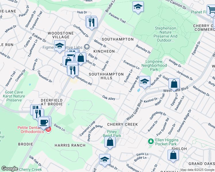 map of restaurants, bars, coffee shops, grocery stores, and more near 3209 China Grove in Austin