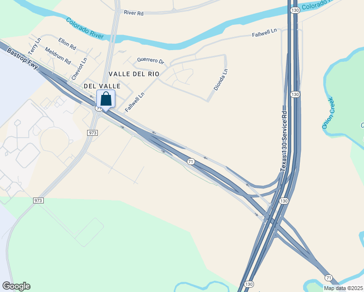 map of restaurants, bars, coffee shops, grocery stores, and more near 3497 East Highway 71 in Del Valle