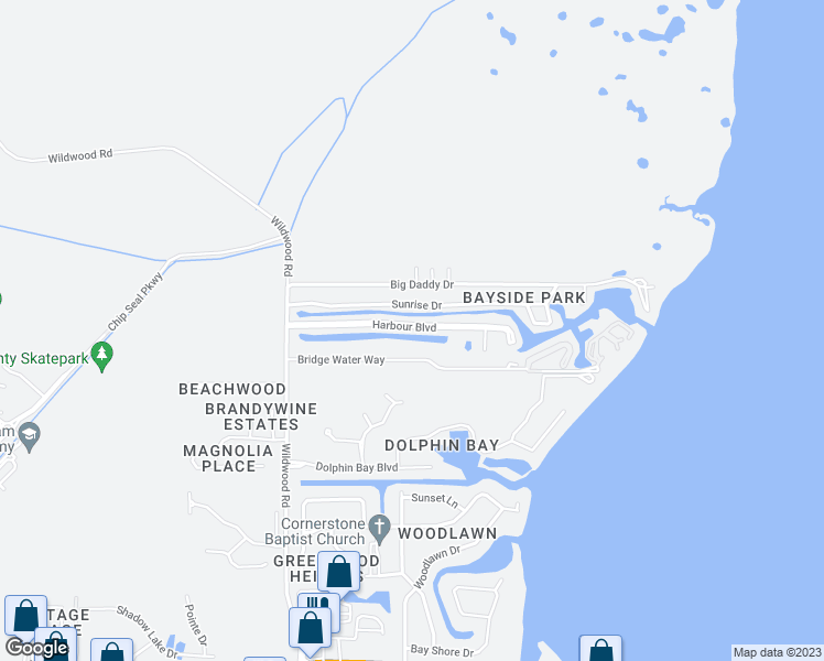 map of restaurants, bars, coffee shops, grocery stores, and more near 6625 Harbour Boulevard in Panama City Beach