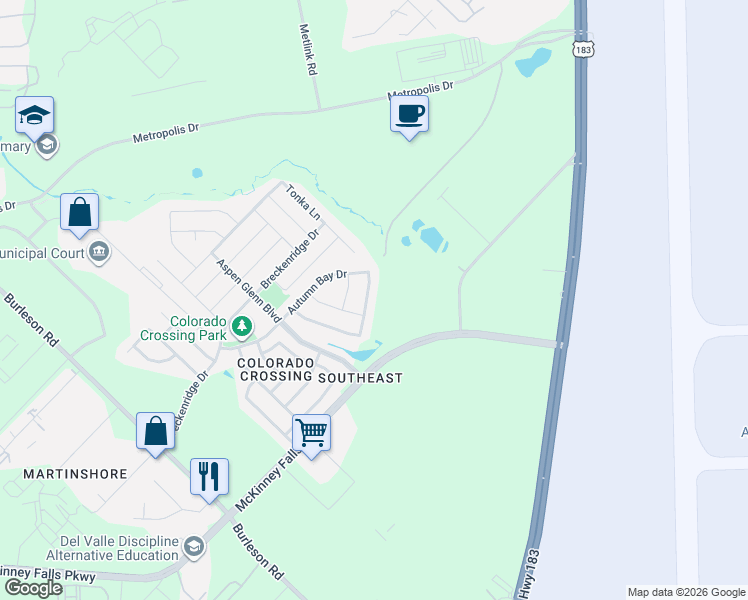 map of restaurants, bars, coffee shops, grocery stores, and more near 3525 Sand Dunes Avenue in Austin