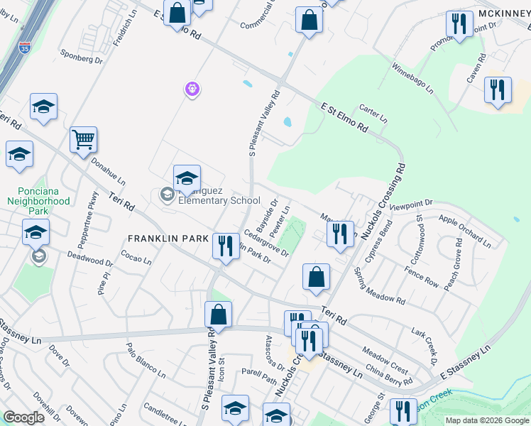 map of restaurants, bars, coffee shops, grocery stores, and more near 4607 Bayside Drive in Austin