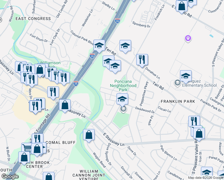 map of restaurants, bars, coffee shops, grocery stores, and more near 25 Freidrich Lane in Austin