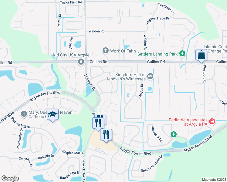 map of restaurants, bars, coffee shops, grocery stores, and more near 7877 Weather Vane Drive in Jacksonville