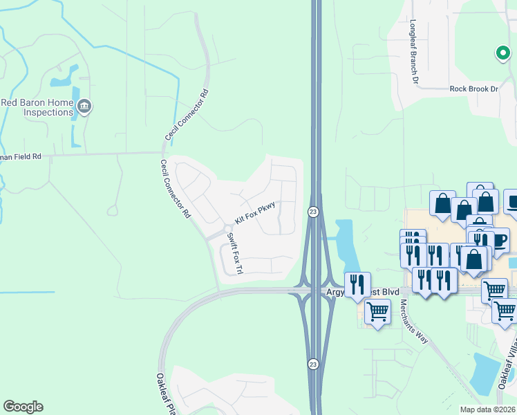 map of restaurants, bars, coffee shops, grocery stores, and more near 8112 Cape Fox Drive in Jacksonville