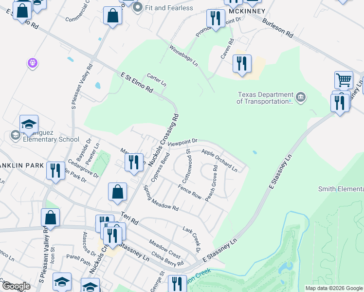 map of restaurants, bars, coffee shops, grocery stores, and more near 5204 North Hearsey Drive in Austin