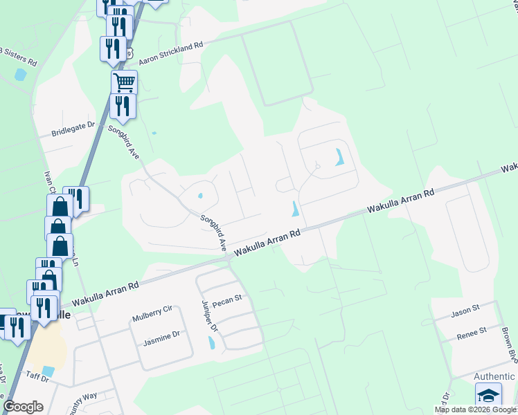 map of restaurants, bars, coffee shops, grocery stores, and more near 54 Cardinal Court in Crawfordville