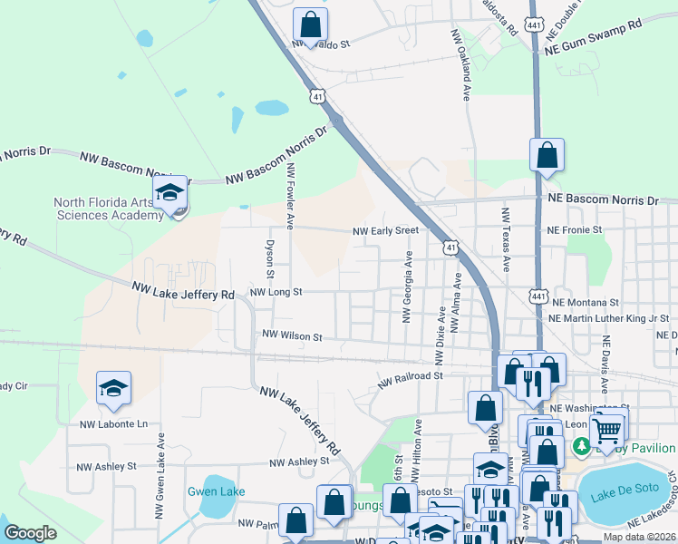 map of restaurants, bars, coffee shops, grocery stores, and more near 1699 Northwest Magnolia Way in Lake City
