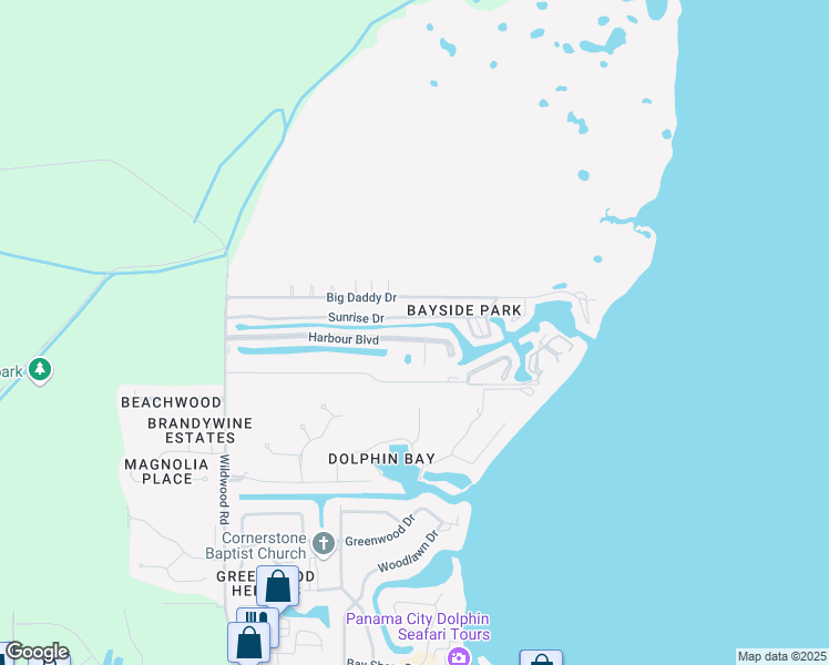 map of restaurants, bars, coffee shops, grocery stores, and more near 6554 Harbour Boulevard in Panama City Beach