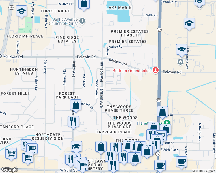 map of restaurants, bars, coffee shops, grocery stores, and more near 2902 Harrison Avenue in Panama City