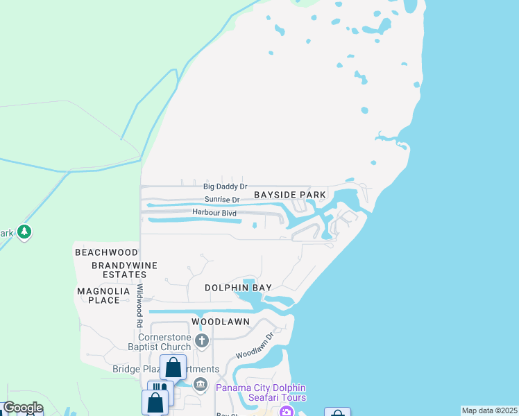 map of restaurants, bars, coffee shops, grocery stores, and more near 6554 Harbour Boulevard in Panama City Beach