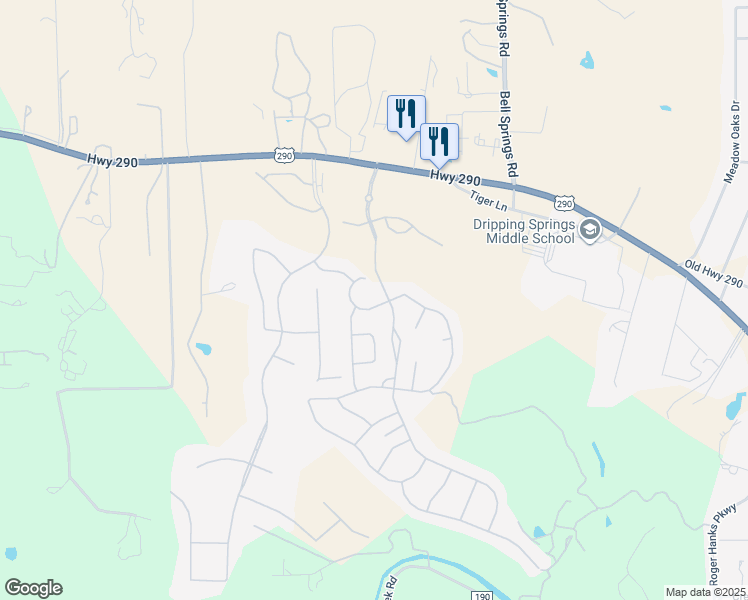 map of restaurants, bars, coffee shops, grocery stores, and more near 103 Pink Granite Blvd in Dripping Springs
