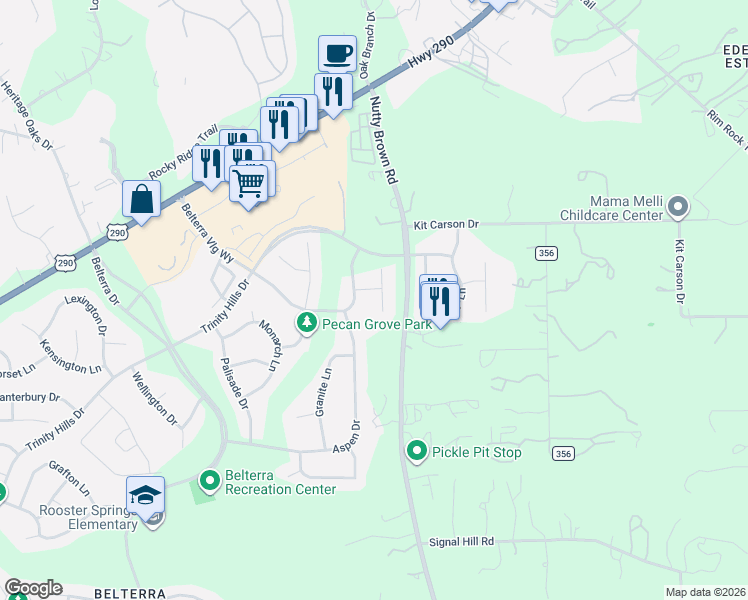 map of restaurants, bars, coffee shops, grocery stores, and more near 320 Littleton Drive in Austin