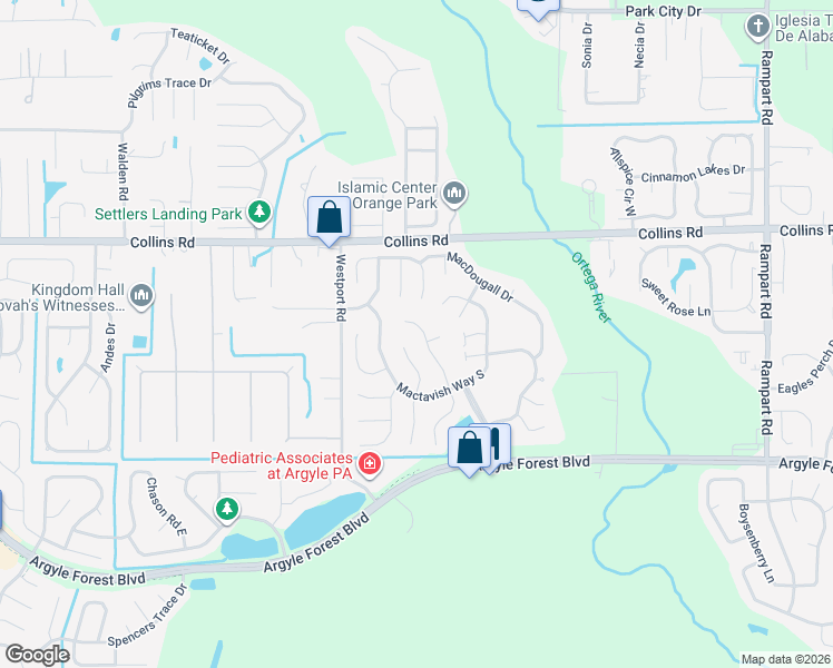map of restaurants, bars, coffee shops, grocery stores, and more near 8022 Loch Lomond Lane in Jacksonville