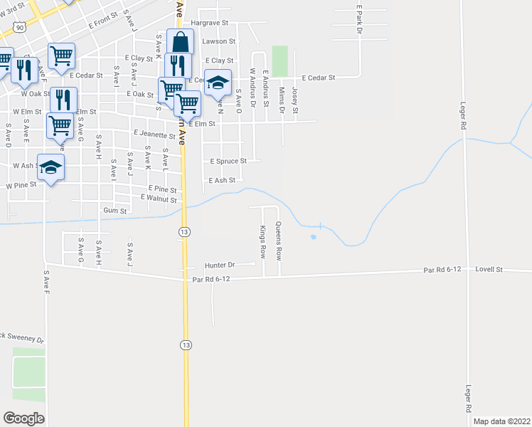 map of restaurants, bars, coffee shops, grocery stores, and more near 100-198 Jacks Row in Crowley