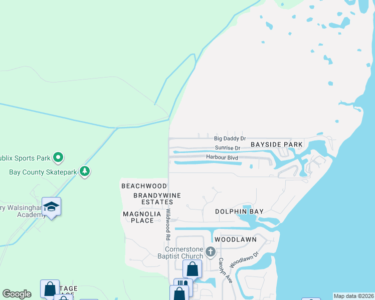 map of restaurants, bars, coffee shops, grocery stores, and more near 7009 Sunrise Drive in Panama City Beach