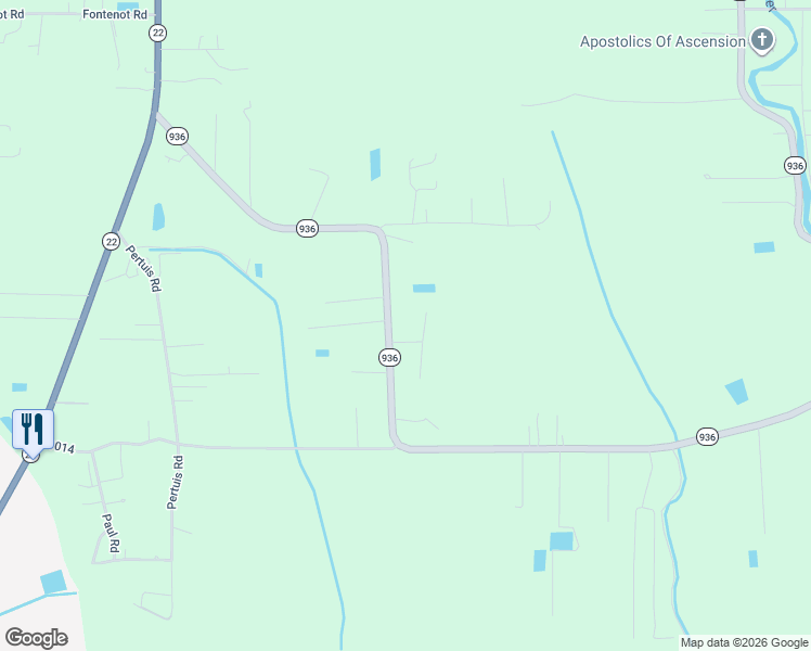 map of restaurants, bars, coffee shops, grocery stores, and more near 9152 Louisiana 936 in Saint Amant