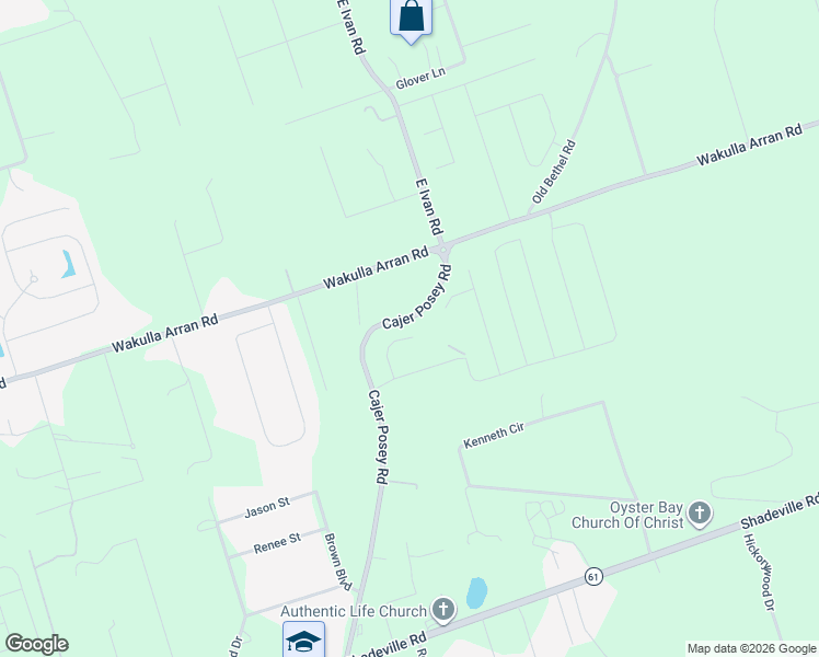 map of restaurants, bars, coffee shops, grocery stores, and more near 1324 Wakulla Arran Road in Crawfordville