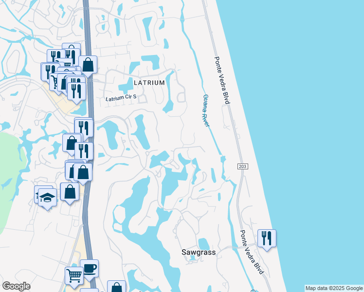 map of restaurants, bars, coffee shops, grocery stores, and more near 79 Fishermans Cove Road in Ponte Vedra Beach