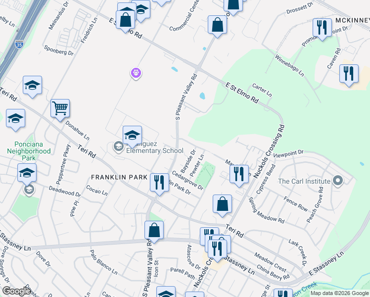 map of restaurants, bars, coffee shops, grocery stores, and more near 4604 Cobbler Cove in Austin