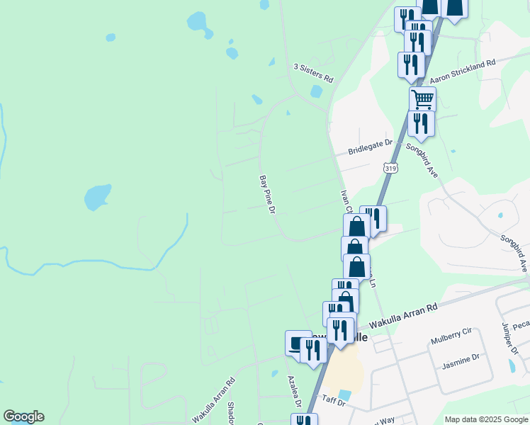 map of restaurants, bars, coffee shops, grocery stores, and more near 162 Bay Pine Drive in Crawfordville