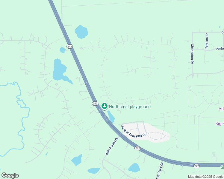map of restaurants, bars, coffee shops, grocery stores, and more near 17391 Northcrest Circle in New Caney