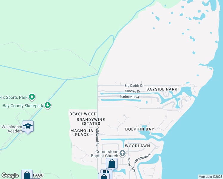 map of restaurants, bars, coffee shops, grocery stores, and more near 7002 Sunrise Drive in Panama City Beach