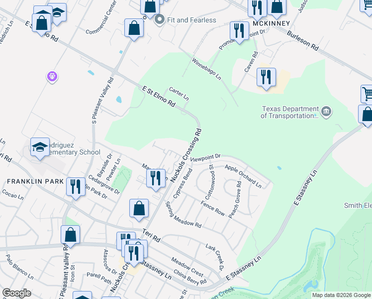 map of restaurants, bars, coffee shops, grocery stores, and more near 4469 Nuckols Crossing Road in Austin