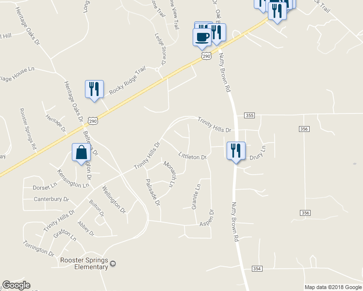 map of restaurants, bars, coffee shops, grocery stores, and more near 161 Littleton Drive in Austin
