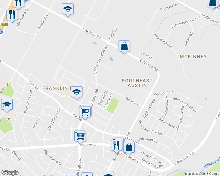 map of restaurants, bars, coffee shops, grocery stores, and more near 4622 Button Bend Road in Austin