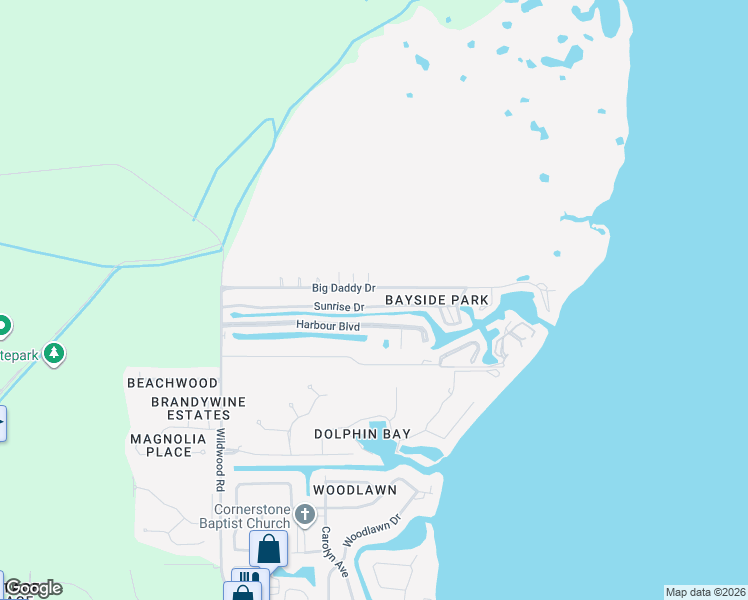 map of restaurants, bars, coffee shops, grocery stores, and more near 6624 Sunrise Drive in Panama City Beach