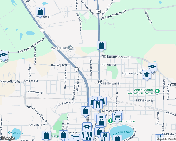 map of restaurants, bars, coffee shops, grocery stores, and more near 1813-1817 NW Olivia Ct in Lake City